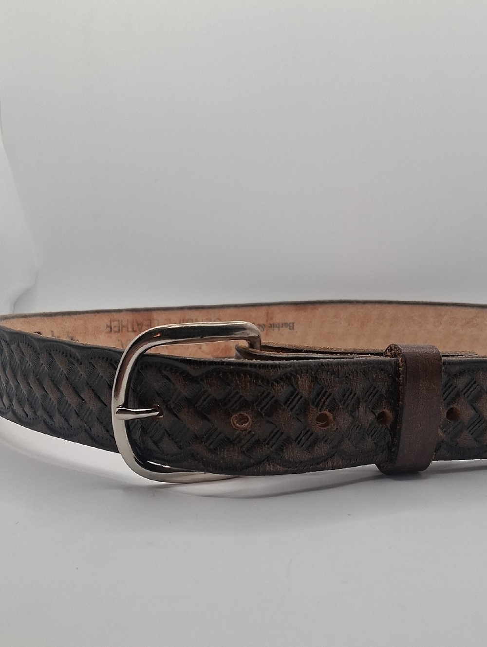 Braided Leather Belt for Men - Dark Brown